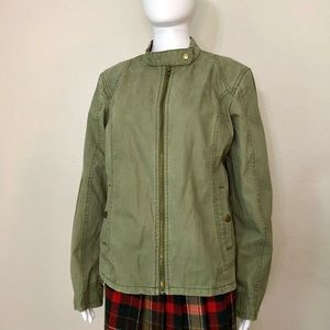 Eddie Bauer Large Cotton Coat Green Zip Up Unisex